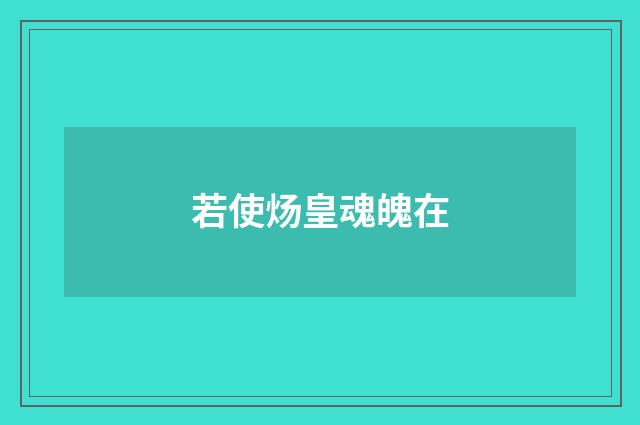 若使炀皇魂魄在