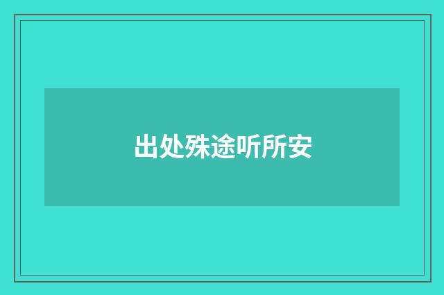 出处殊途听所安