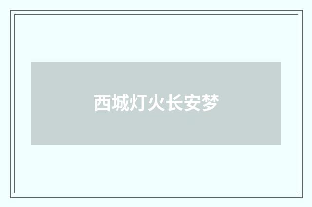 西城灯火长安梦