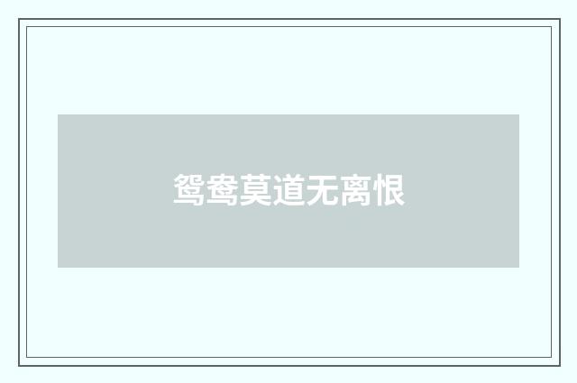 鸳鸯莫道无离恨