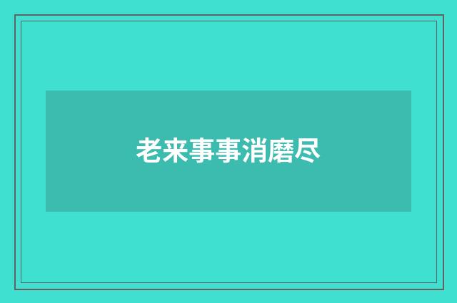 老来事事消磨尽