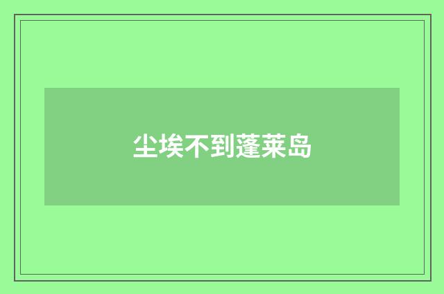 尘埃不到蓬莱岛