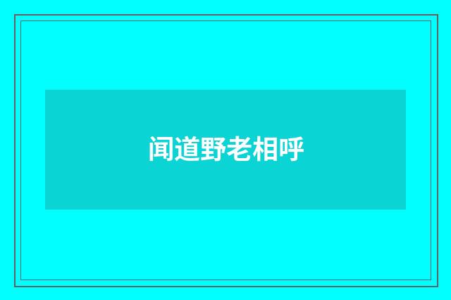 闻道野老相呼