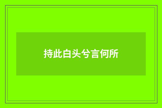 持此白头兮言何所