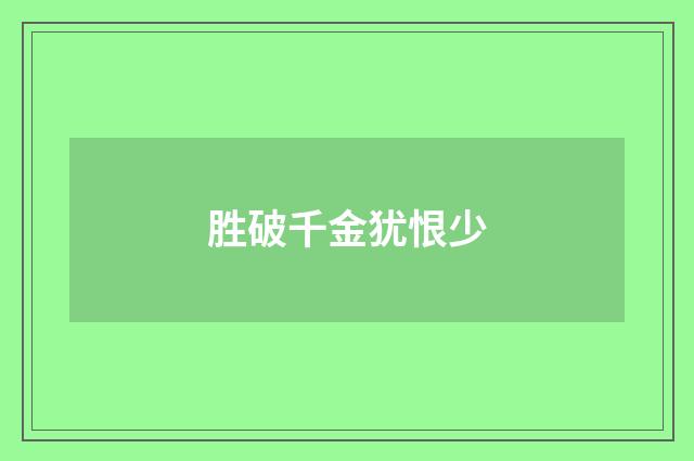 胜破千金犹恨少