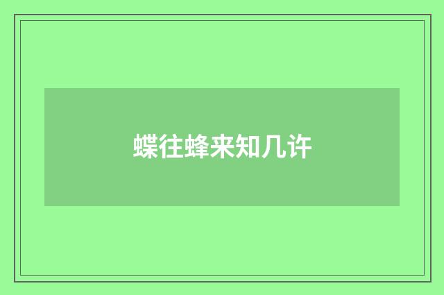 蝶往蜂来知几许