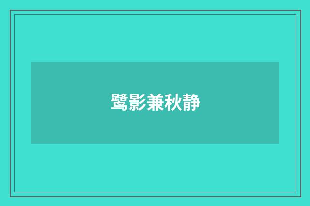 鹭影兼秋静