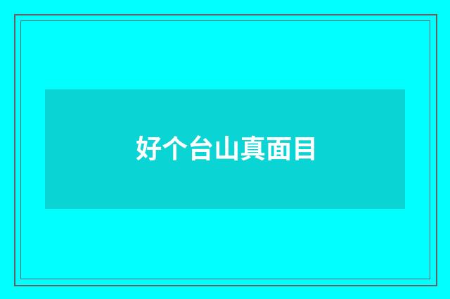 好个台山真面目