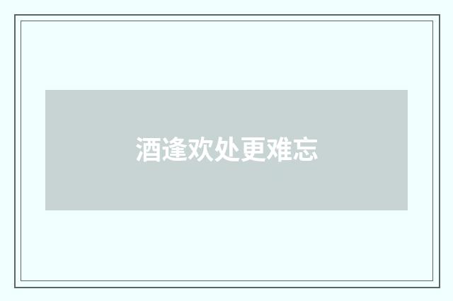 酒逢欢处更难忘