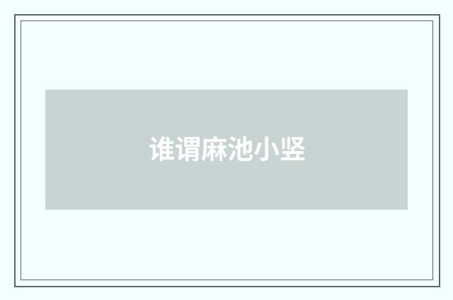 谁谓麻池小竖