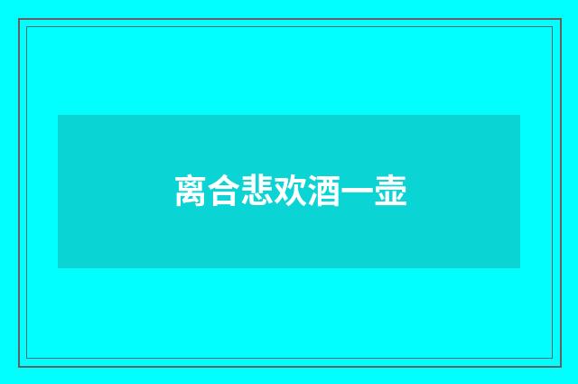离合悲欢酒一壶