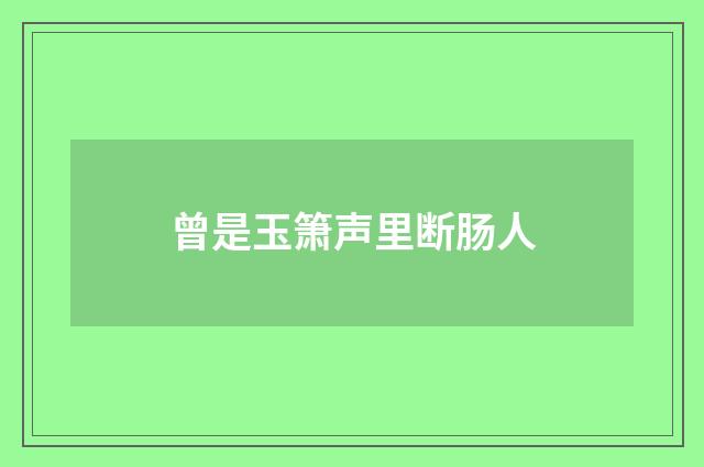 曾是玉箫声里断肠人