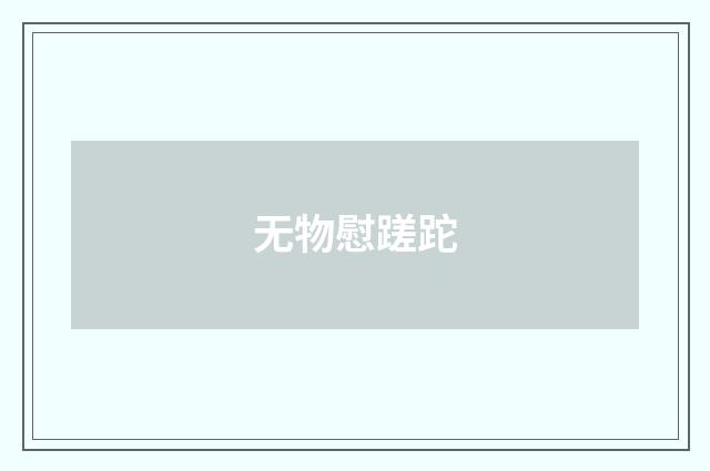 无物慰蹉跎