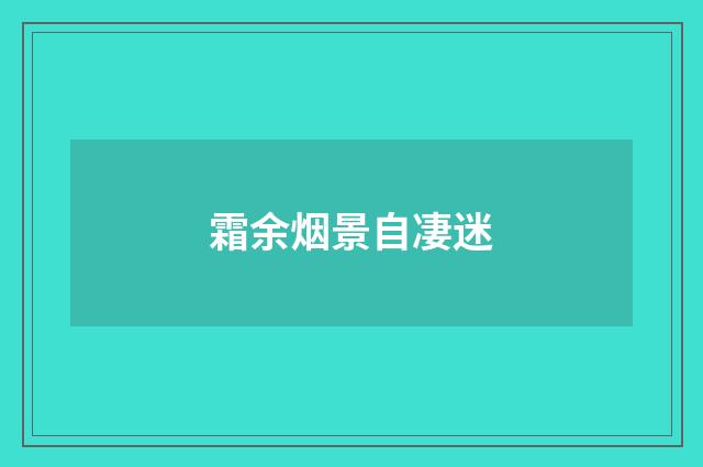 霜余烟景自凄迷