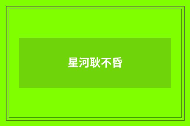 星河耿不昏
