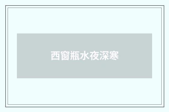 西窗瓶水夜深寒