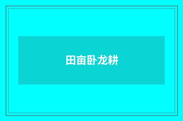 田亩卧龙耕