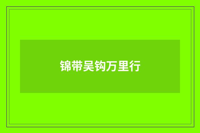 锦带吴钩万里行