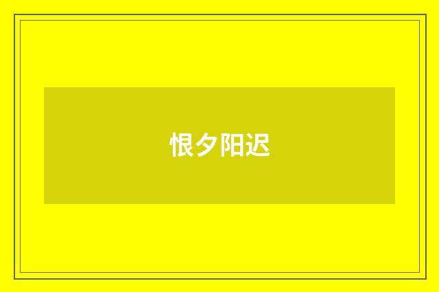 恨夕阳迟