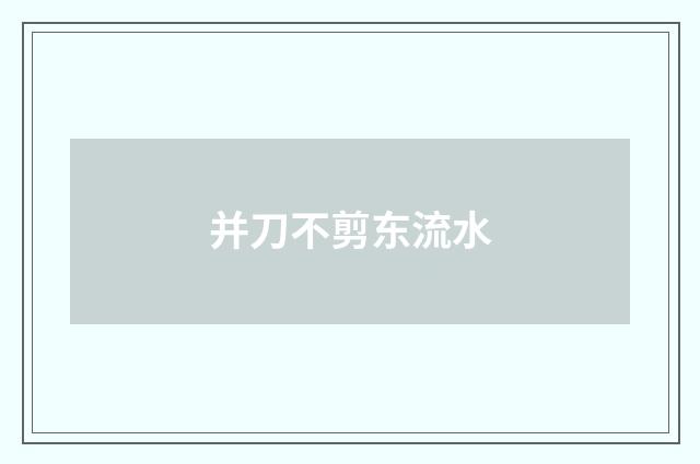 并刀不剪东流水
