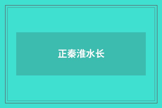 正秦淮水长
