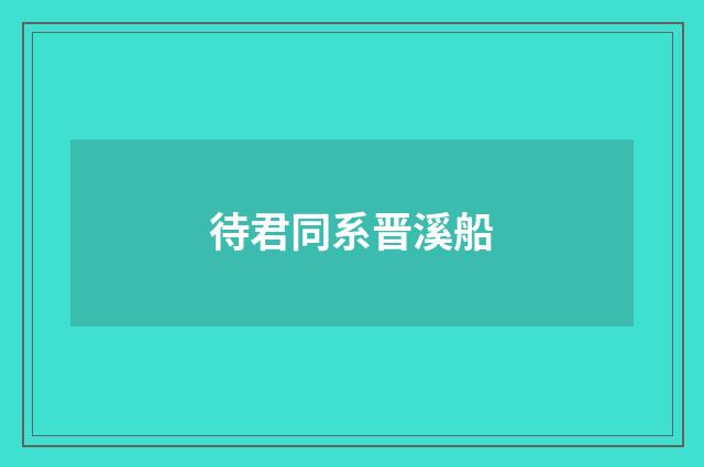 待君同系晋溪船