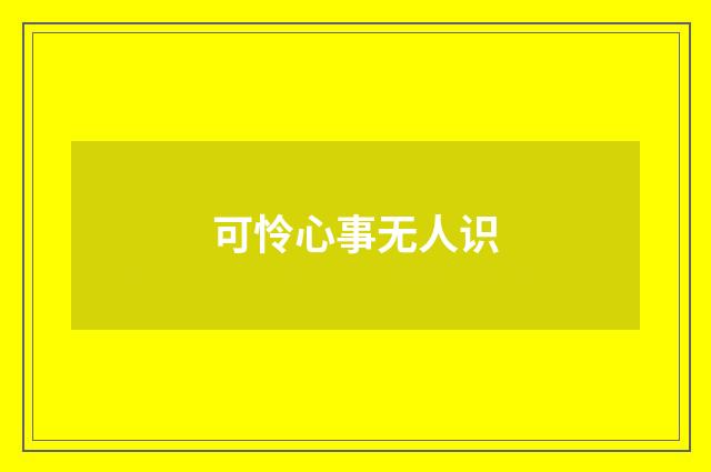 可怜心事无人识