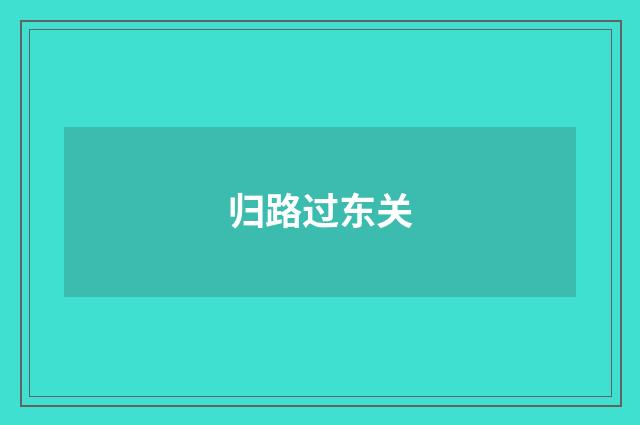 归路过东关