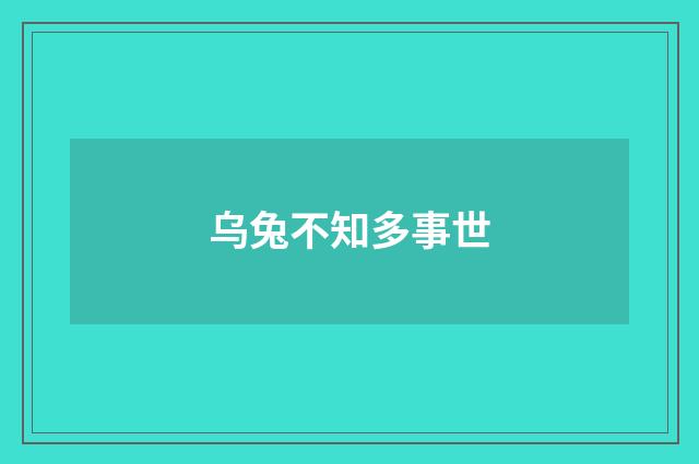 乌兔不知多事世