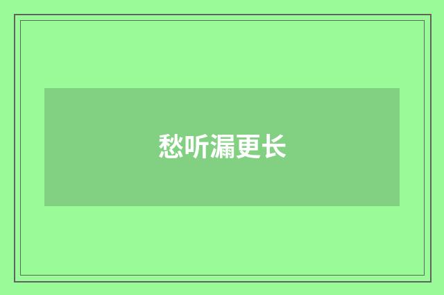 愁听漏更长