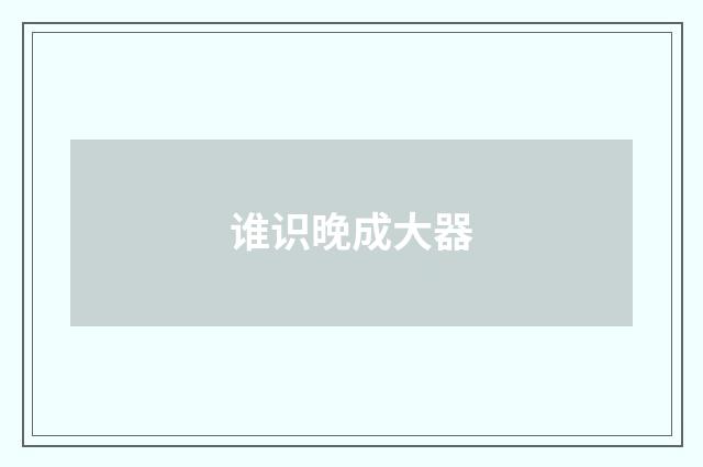 谁识晚成大器