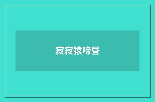 寂寂猿啼昼