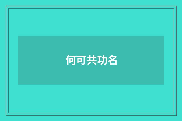 何可共功名