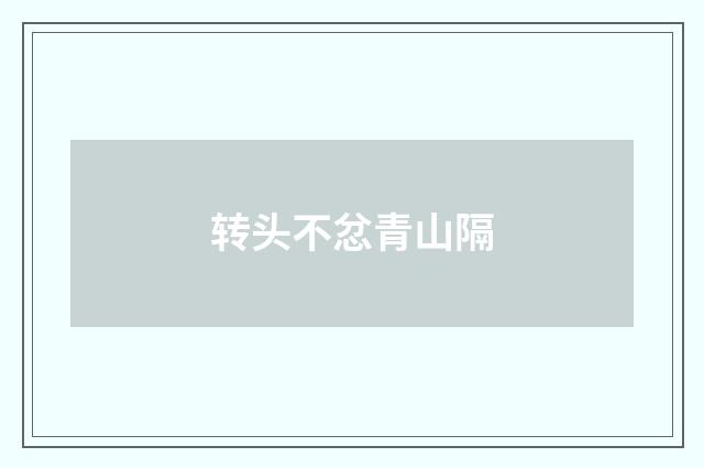 转头不忿青山隔