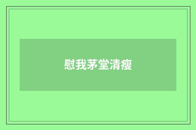 慰我茅堂清瘦