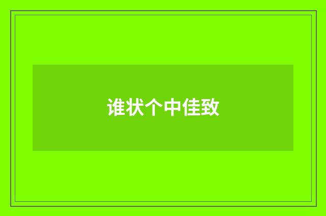 谁状个中佳致