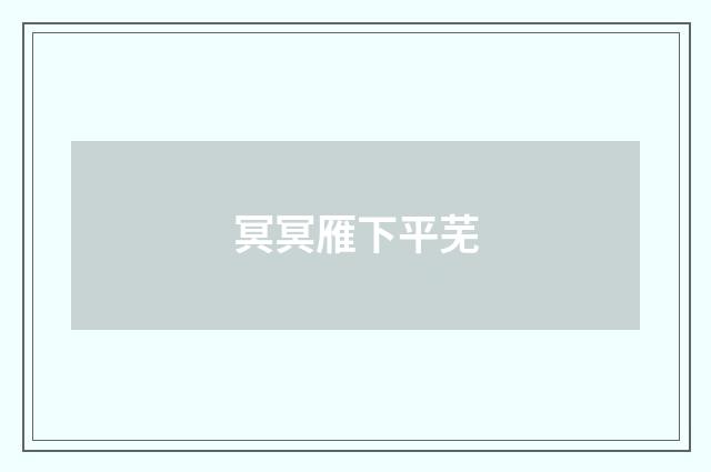 冥冥雁下平芜