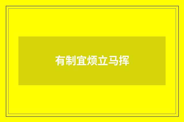 有制宜烦立马挥
