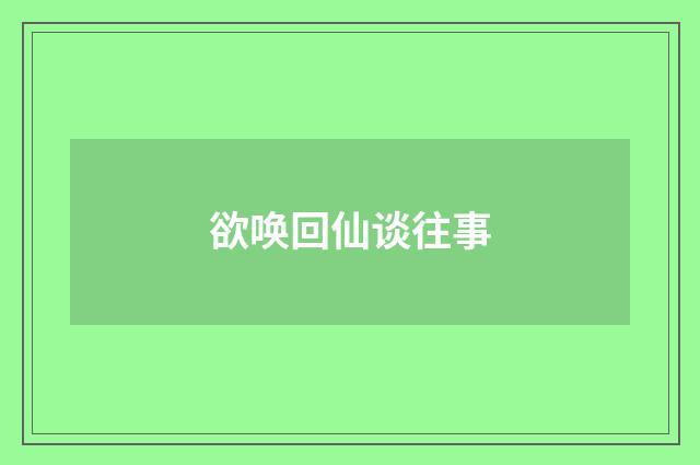 欲唤回仙谈往事