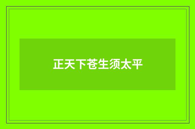 正天下苍生须太平