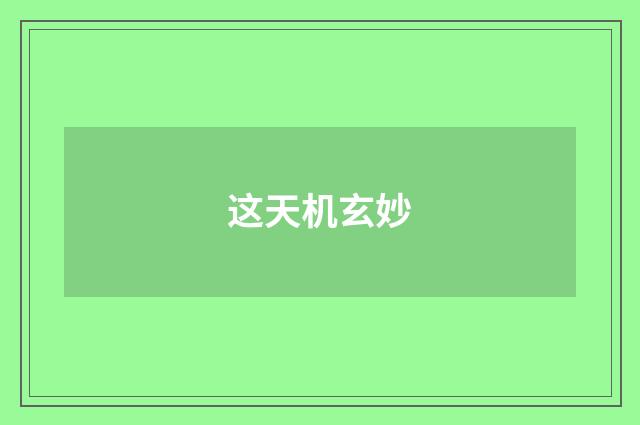 这天机玄妙