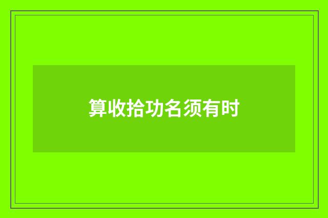 算收拾功名须有时