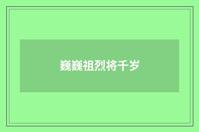 巍巍祖烈将千岁