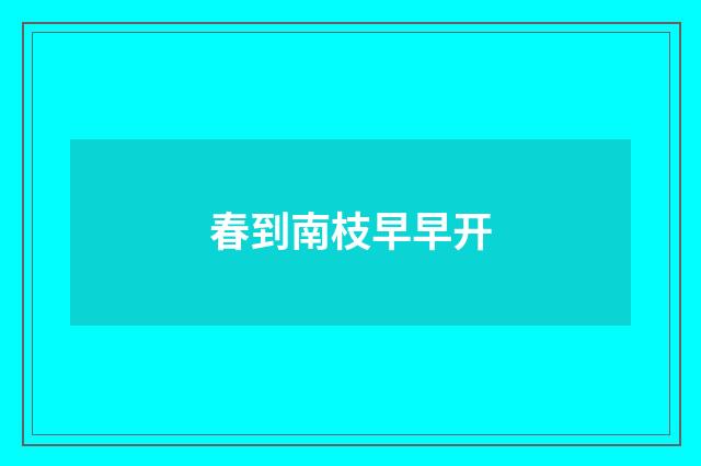 春到南枝早早开
