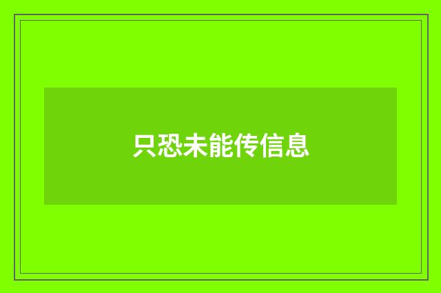 只恐未能传信息