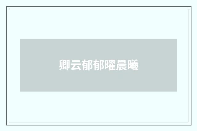 卿云郁郁曜晨曦