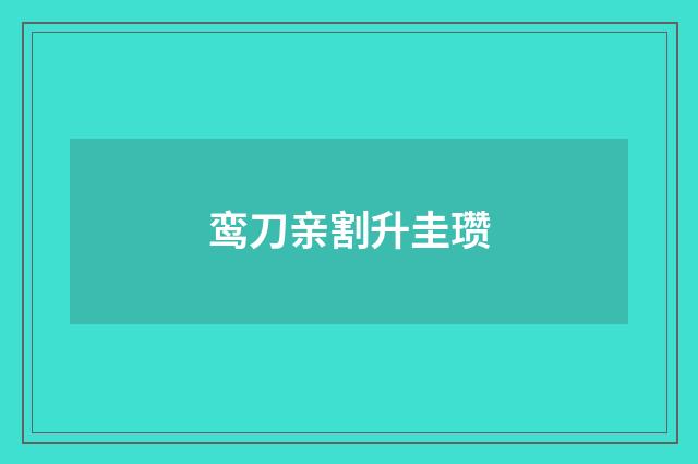 鸾刀亲割升圭瓒