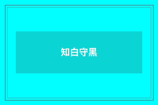 知白守黑