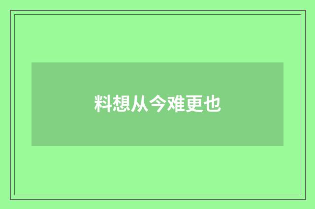 料想从今难更也
