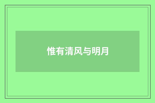 惟有清风与明月